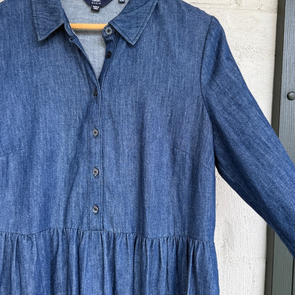 Boden Chambray Collared Button Front Mini Dress S… - image 4